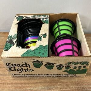 Vintage Coach colorful patio outdoor garden party RV lights set of 7 new in box